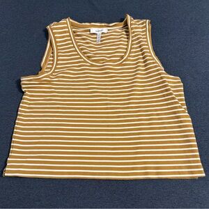 SPANX Women's Mustard and White Striped Tank